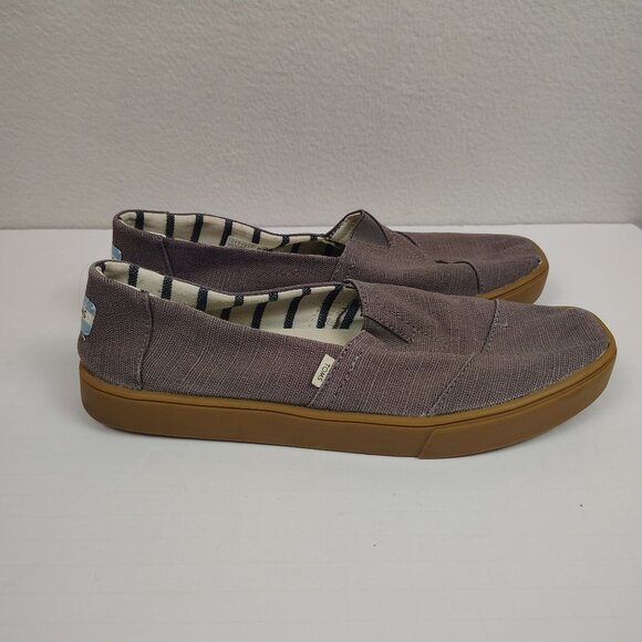 TOMS Classic Alpargata Slip-On Shoes Mens 10 Ash Gray Classic Canvas Boat Shoe - Picture 3 of 9